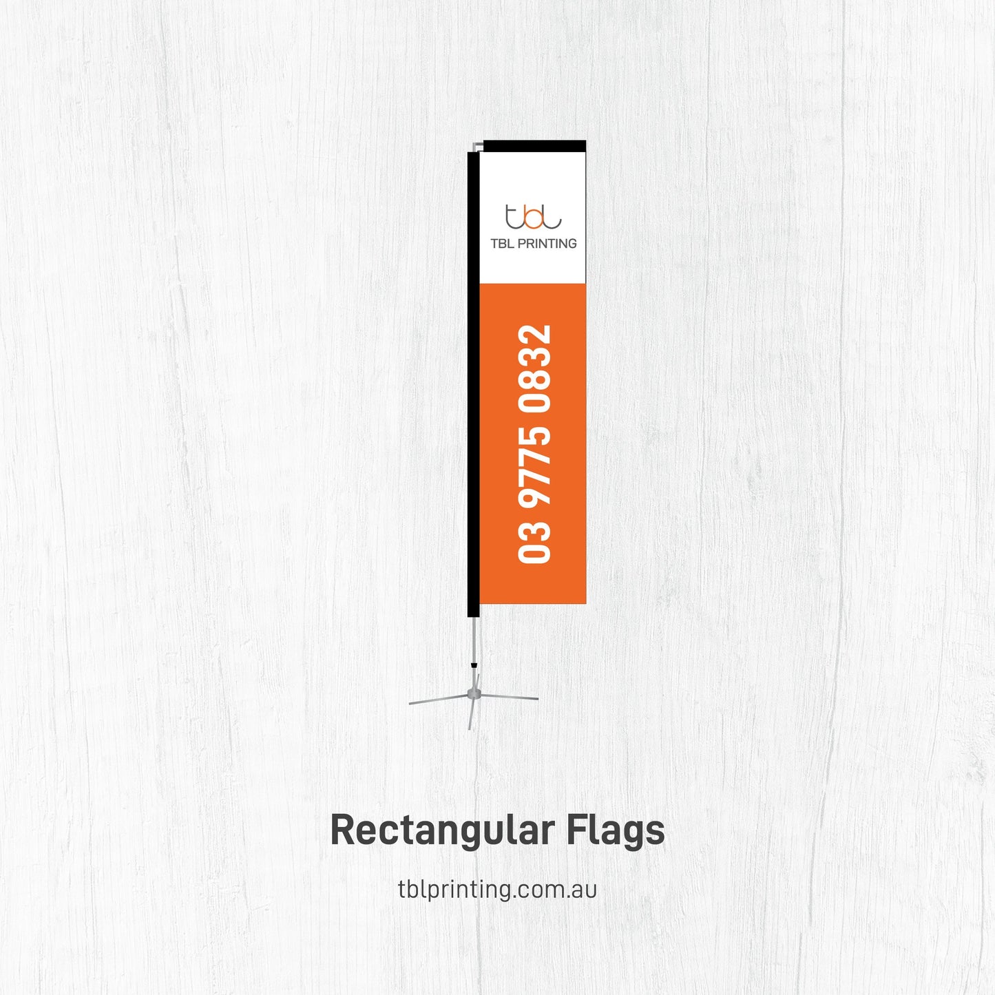 2.1m High Rectangular Flag - Single Sided
